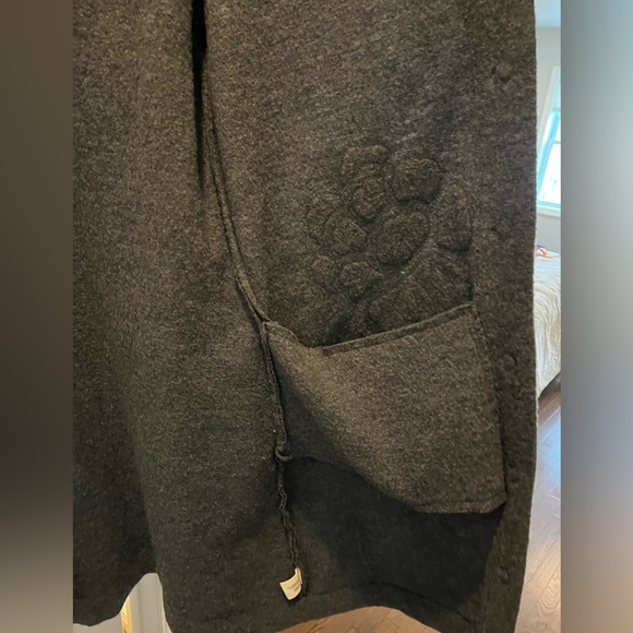 Women’s Ruby24 Wool Coat, Charcoal Gray with Floral Pattern  - Mediumn - Picture 6 of 8